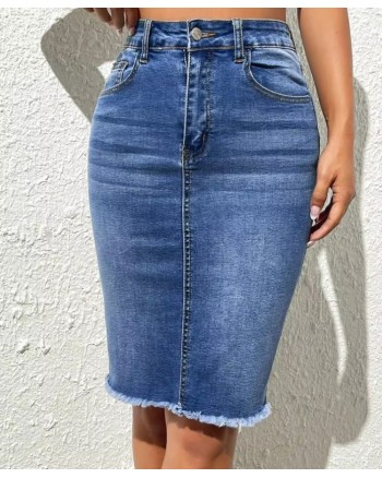 RIPPED DENIM SKIRT